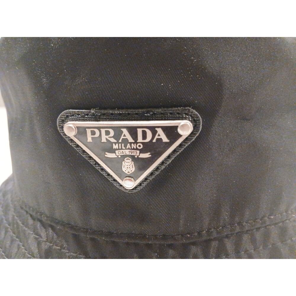 PRADA Bucket Hat with Triangle Logo/ Nylon/ Black/ Men's/ 2hc137 - Picture 5 of 5